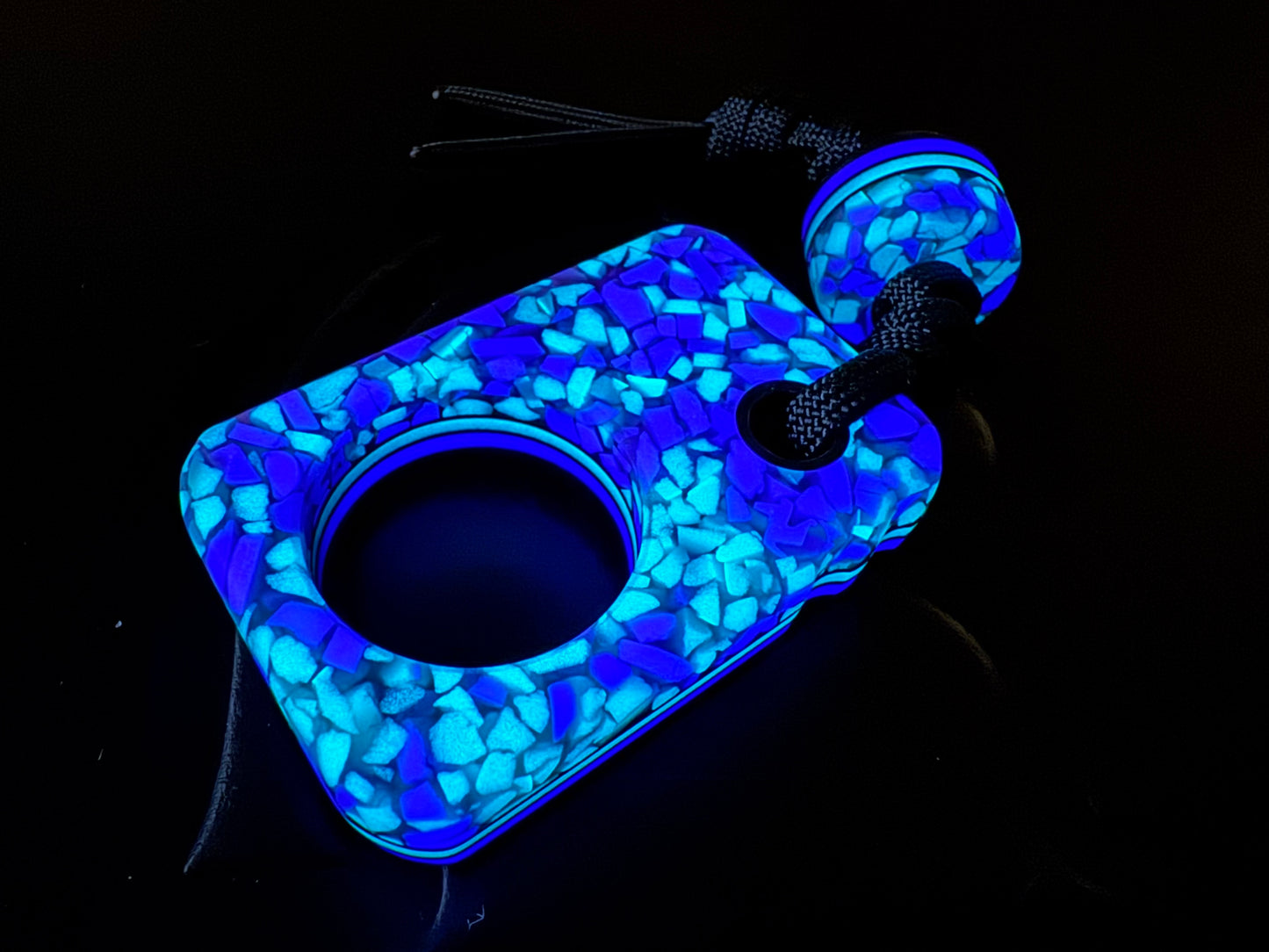 #52 Man Cave EDC Skurfetti Pocket Art with Triple Glow Layers Gray G10 and Matching Bead