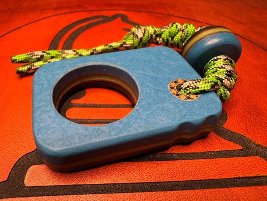 #27 Man Cave EDC Pocket Charm Vintage Blue Glass Micarta with Glow Core