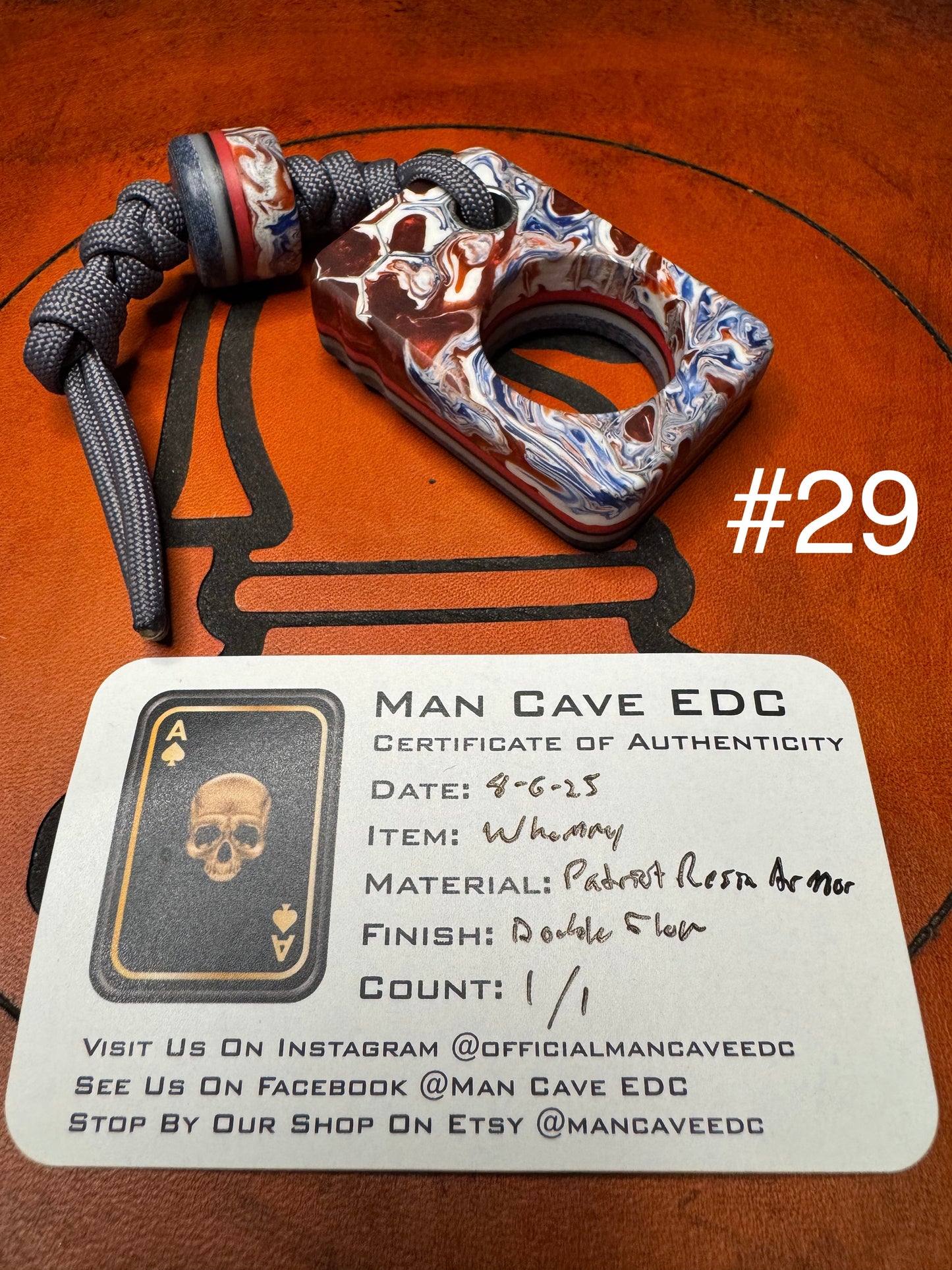 #29 Man Cave EDC Pocket Charm Patriot Resin Armor with Double Glow
