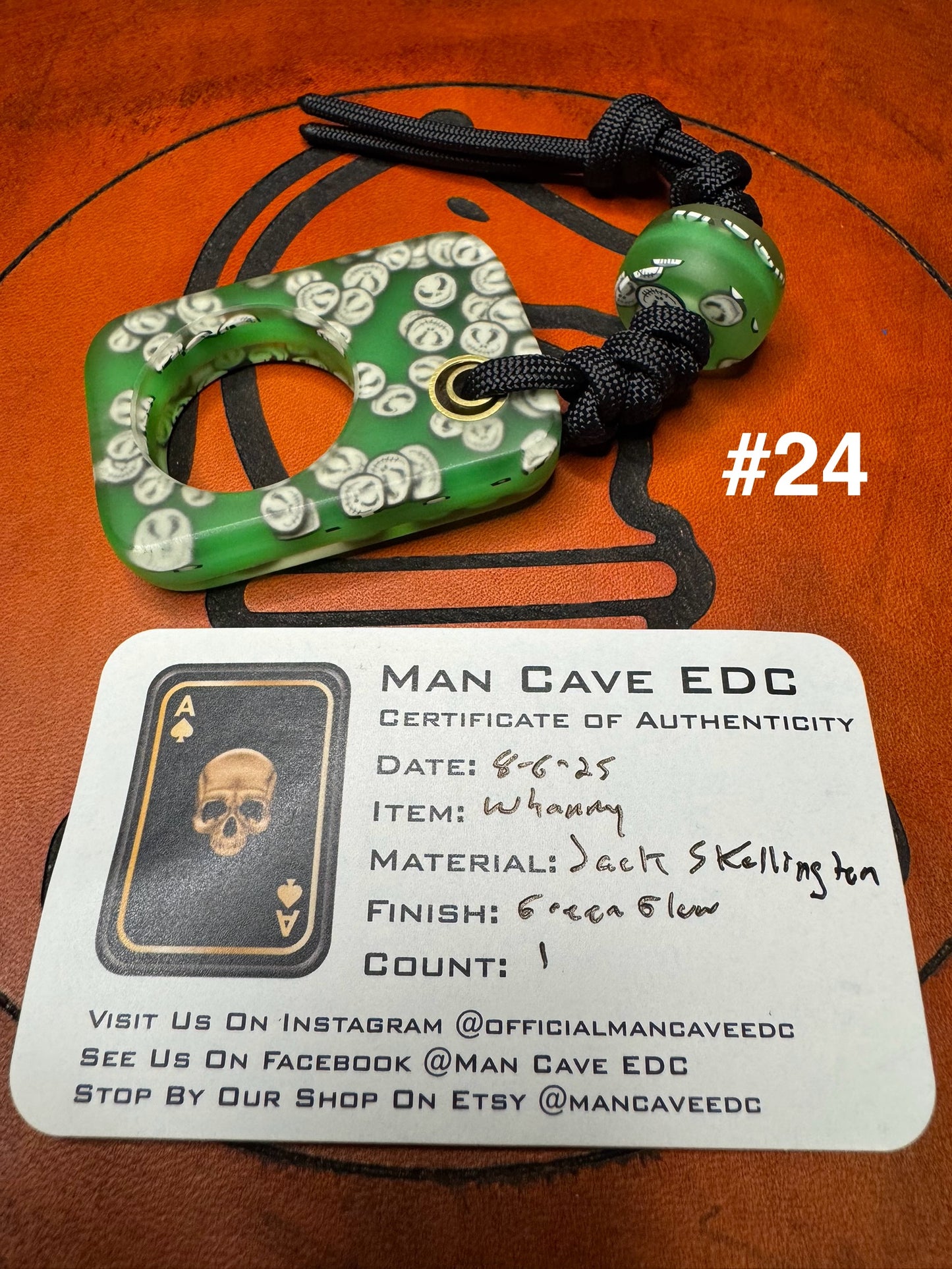 #24 Man Cave EDC Pocket Charm with Jack Skellington and Green Glow