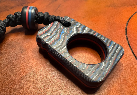 #33 Man Cave EDC Pocket Charm with America Cross Cut CamoCarbon and Double Glow Layers