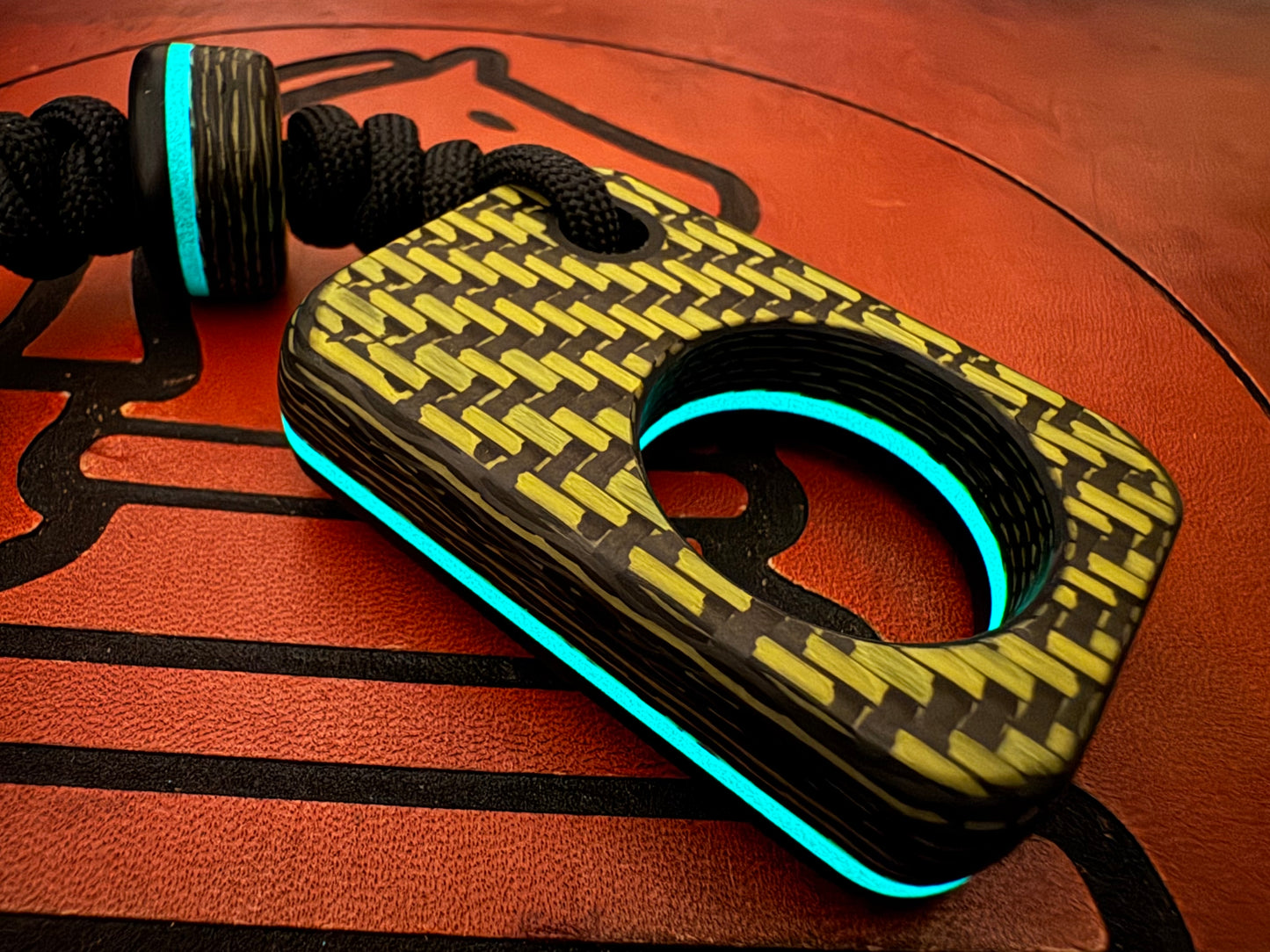 #47 Man Cave EDC Yellow Carbon Fiber Pocket Charm with Glow Core