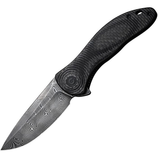Civivi Synergy3 Damascus Blade with Linerlock and Carbon Fiber Handle
