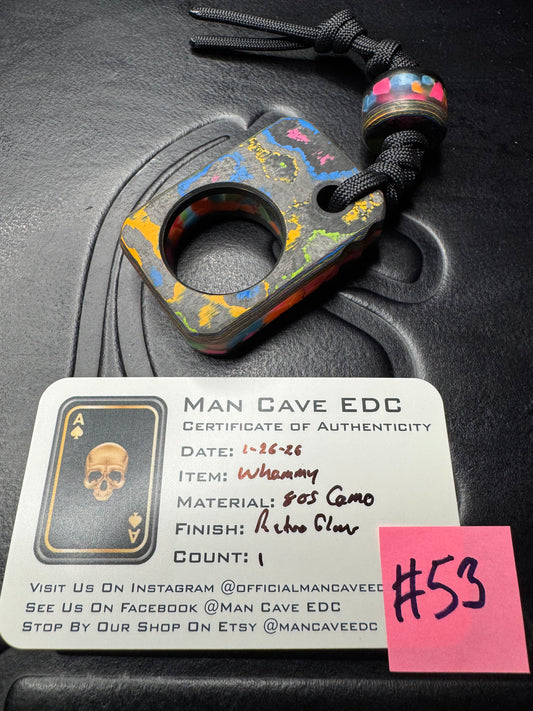 #53 Man Cave EDC Skurfetti Pocket Art with Triple Glow Layers Gray G10 and Matching Bead