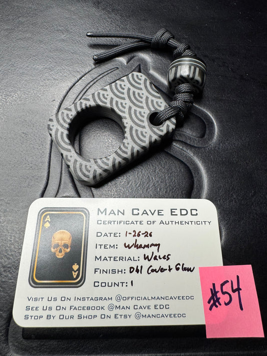 #54 Man Cave EDC Japanese Seigaiha Pattern Pocket Art with Covert Glow Layers Black G10 and Matching Bead