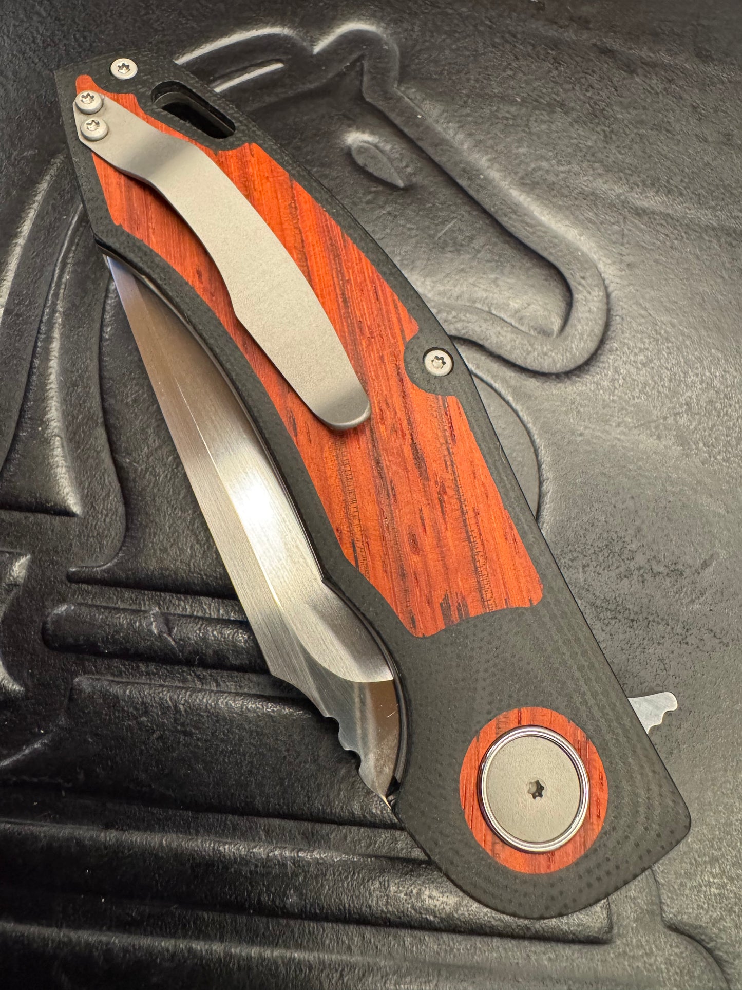 3LD Model H4 Standard RWL 34 Blade with Padauk Wood inlay and Black G10 (Riaan Manser)