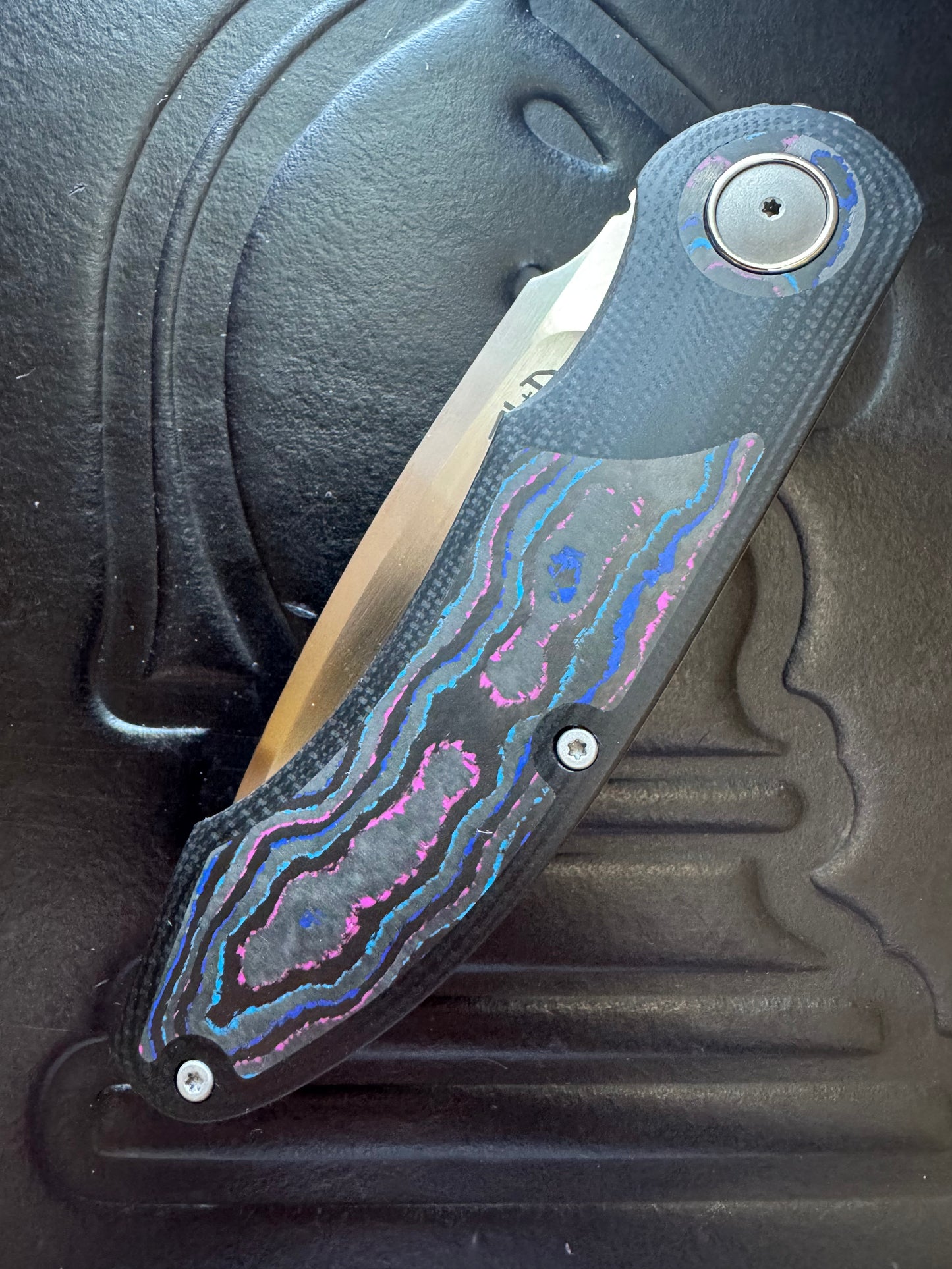 3LD Model G8 Front Flipper RWL 34 Blade with Damtanium CamoCarbon and Black G10 (Riaan Manser)