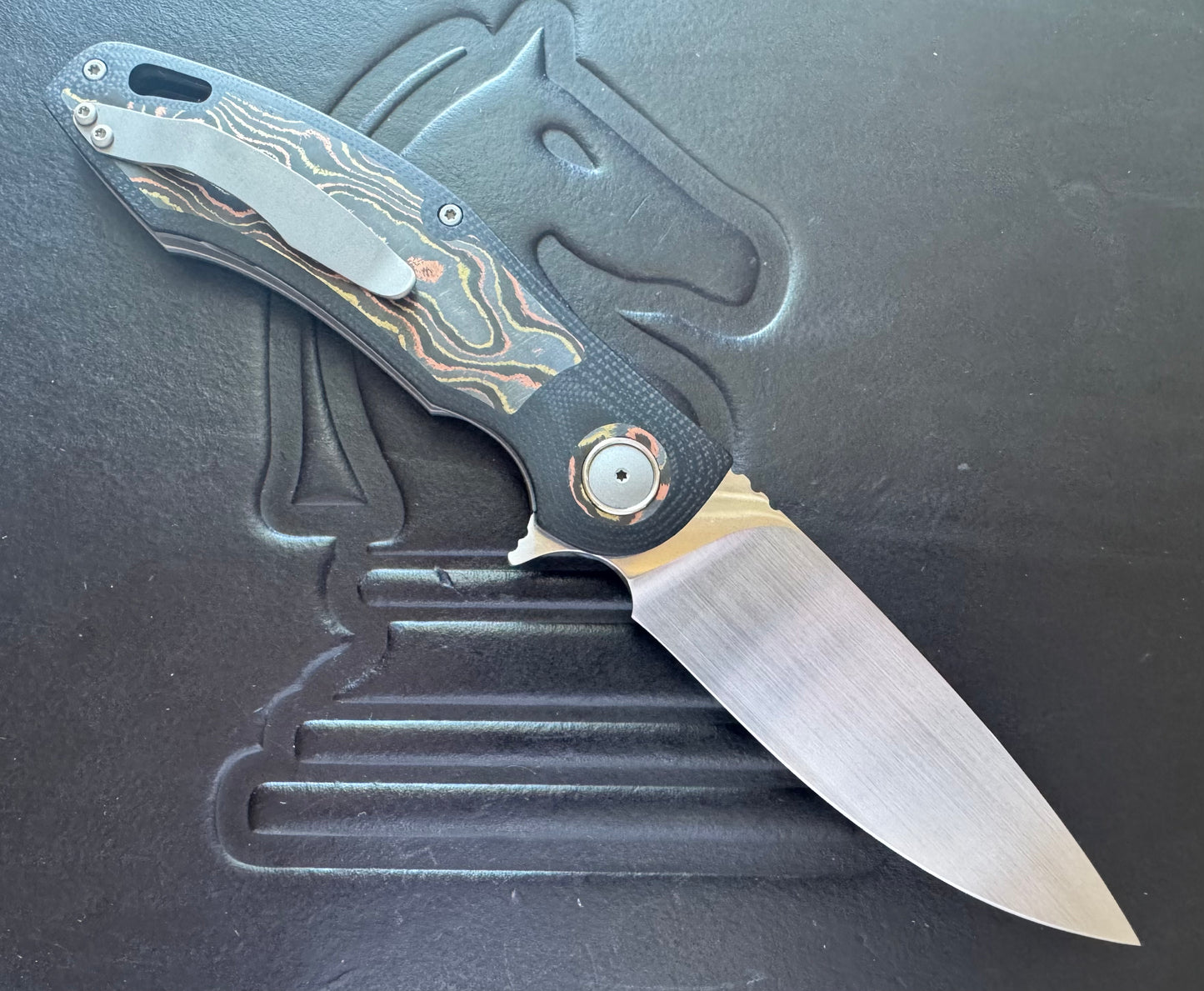 3LD Model H4 Standard RWL 34 Blade with Mokume CamoCarbon and Black G10 (Riaan Manser)