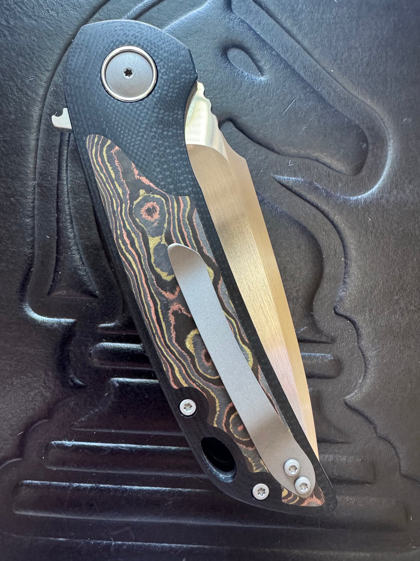 3LD Model W5 Standard RWL 34 Blade with Mokume CamoCarbon and Black G10 (Riaan Manser)