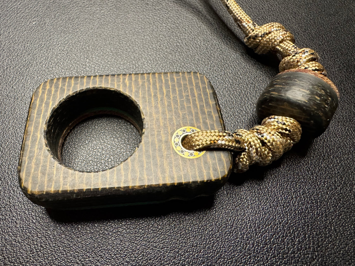 #8 Man Cave EDC Pocket Charm Woodlands Burlap Micarta with Glow Layer