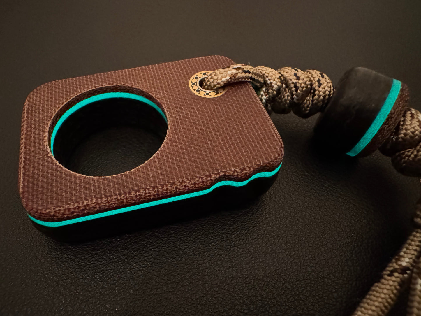 #8 Man Cave EDC Pocket Charm Woodlands Burlap Micarta with Glow Layer