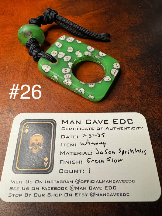 #26 Man Cave EDC Pocket Charm Jason Glow with Green Glow Layers