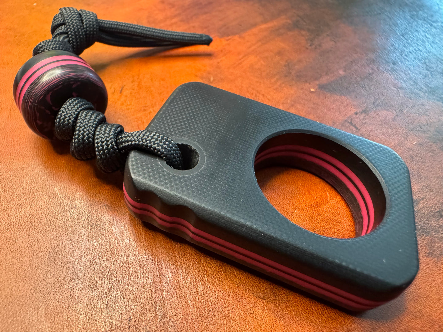 #32 Man Cave EDC Pocket Charm with Hot Pink CamoCarbon with Double Glow Layers