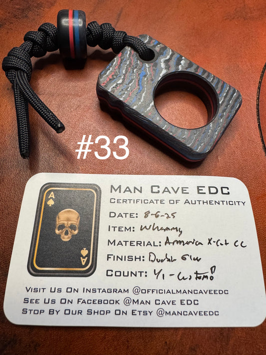 #33 Man Cave EDC Pocket Charm with America Cross Cut CamoCarbon and Double Glow Layers