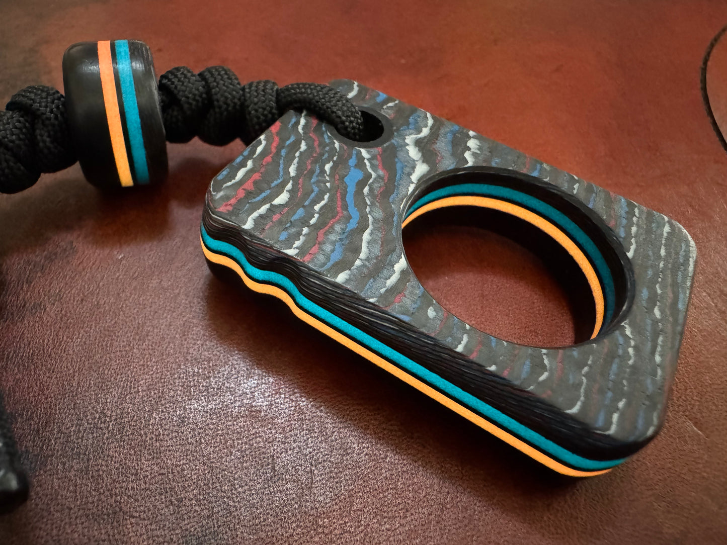 #33 Man Cave EDC Pocket Charm with America Cross Cut CamoCarbon and Double Glow Layers