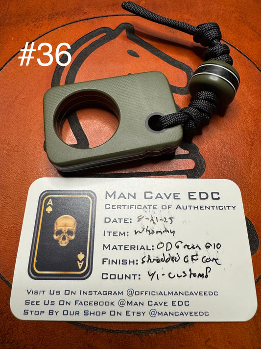 #36 Man Cave EDC Pocket Charm With Green G10 and Shredded Carbon Fiber Core