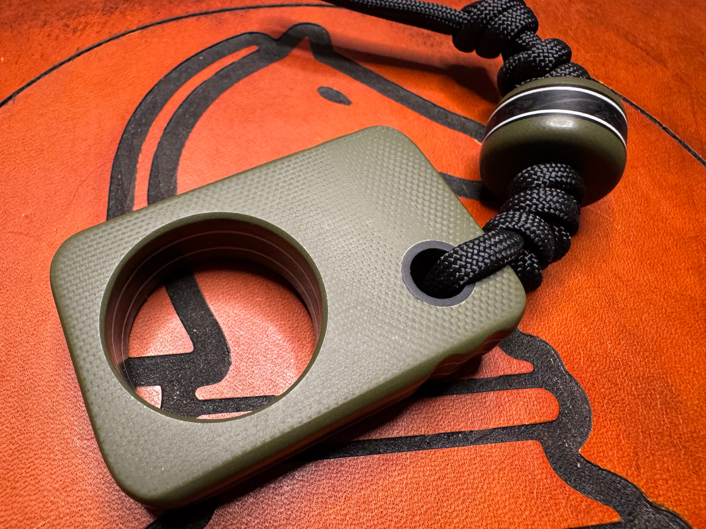 #36 Man Cave EDC Pocket Charm With Green G10 and Shredded Carbon Fiber Core