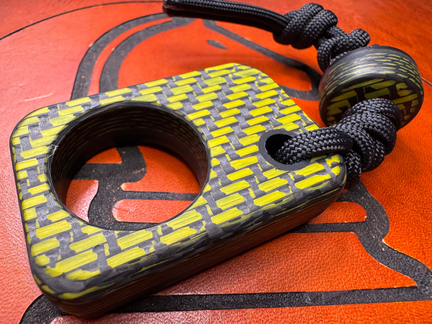 #47 Man Cave EDC Yellow Carbon Fiber Pocket Charm with Glow Core