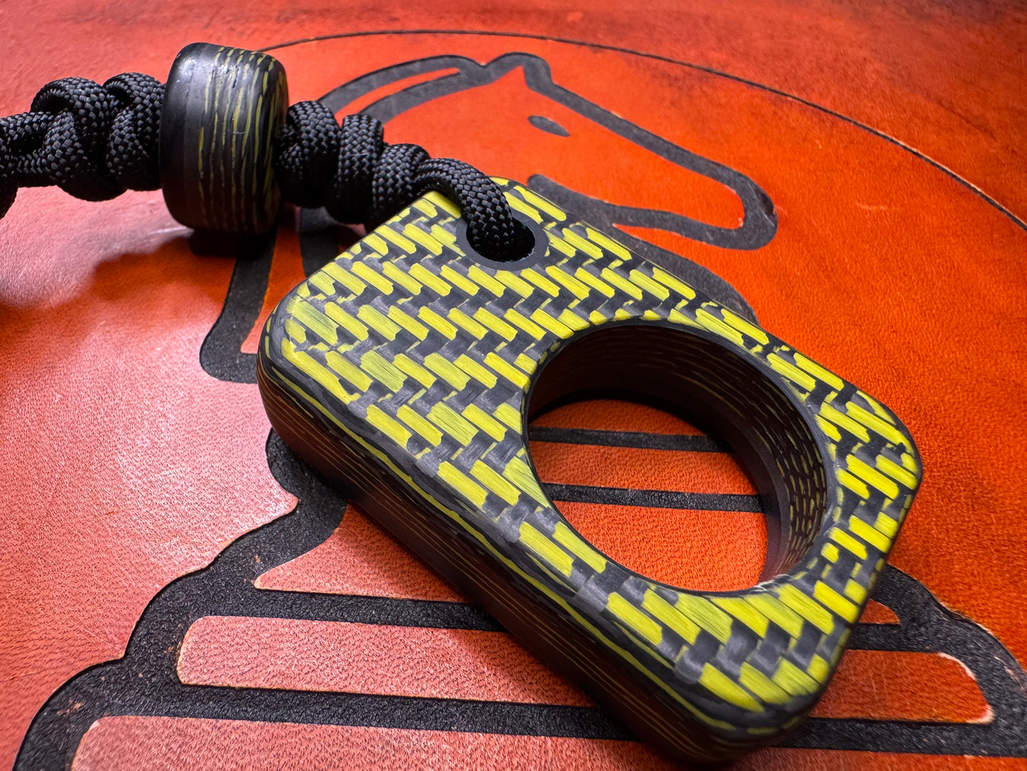 #47 Man Cave EDC Yellow Carbon Fiber Pocket Charm with Glow Core