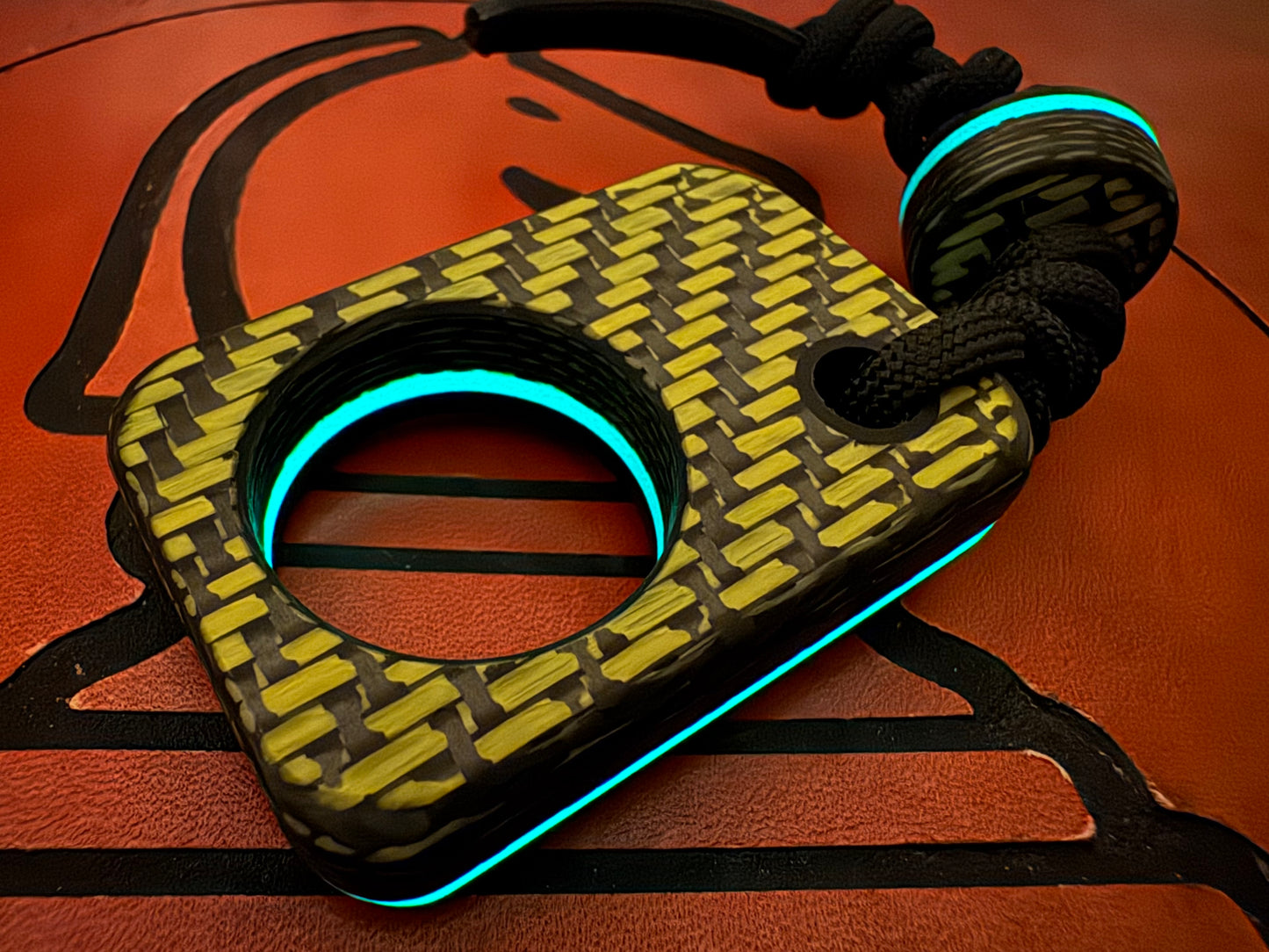 #47 Man Cave EDC Yellow Carbon Fiber Pocket Charm with Glow Core