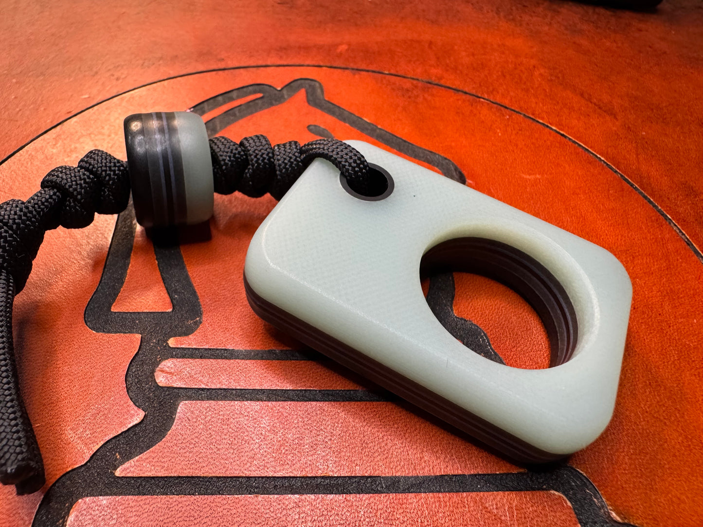 #50 Man Cave EDC Jade G10 Pocket Charm with Double Glow Layers