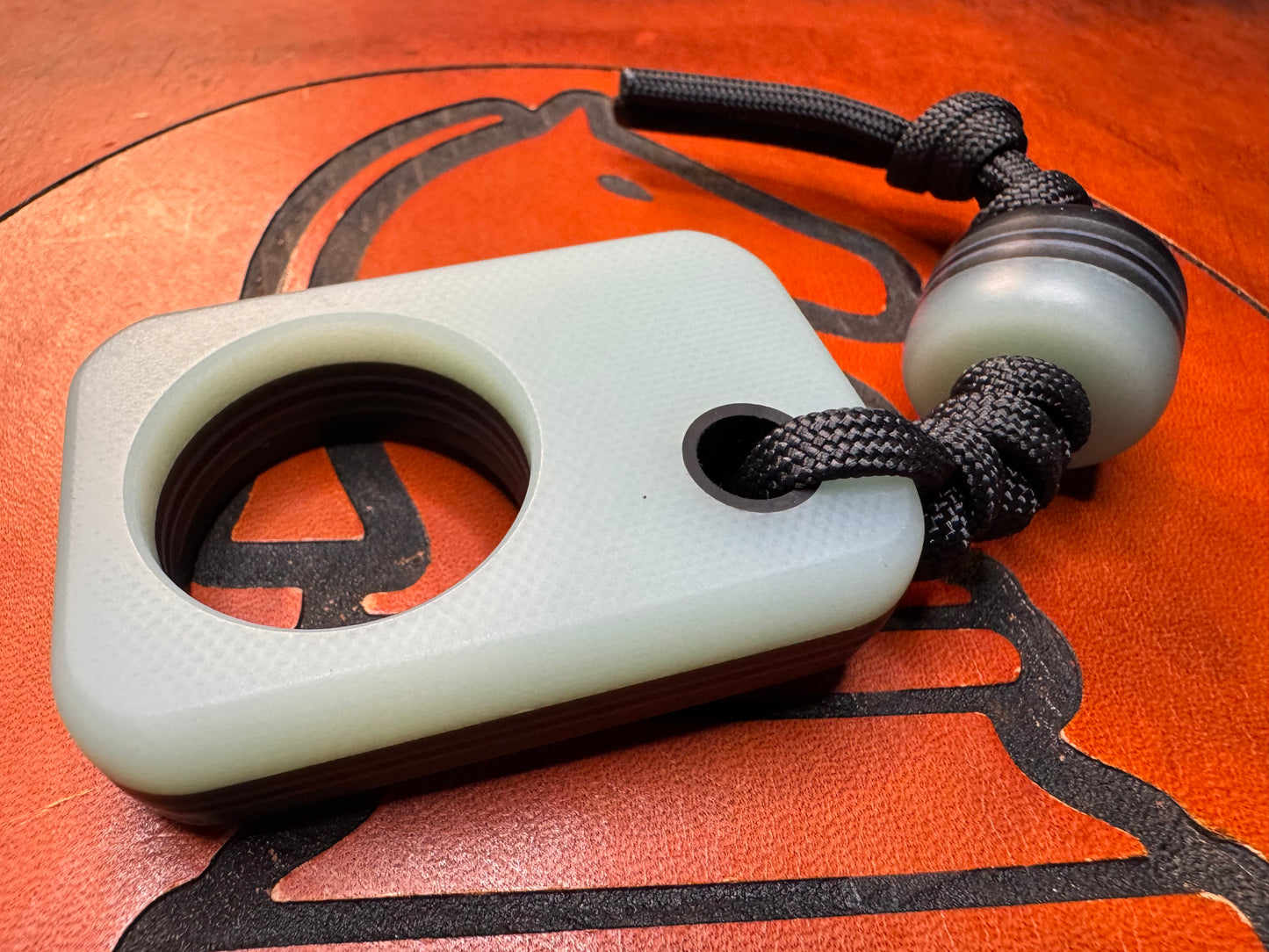 #50 Man Cave EDC Jade G10 Pocket Charm with Double Glow Layers