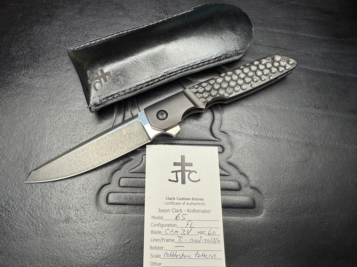 Clark Custom Model 65 with CPM 3V Blade and Cobblestone Handle Milling