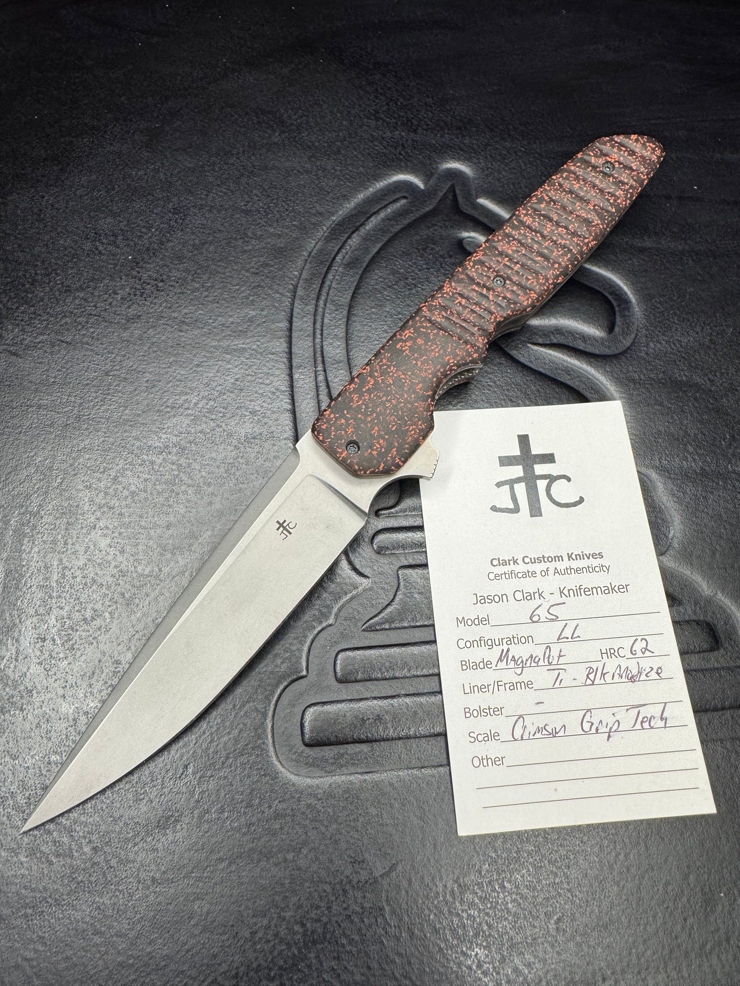Clark Custom Model 65 Crimson Grip Tech Handle with CPM Magnacut Steel Blade
