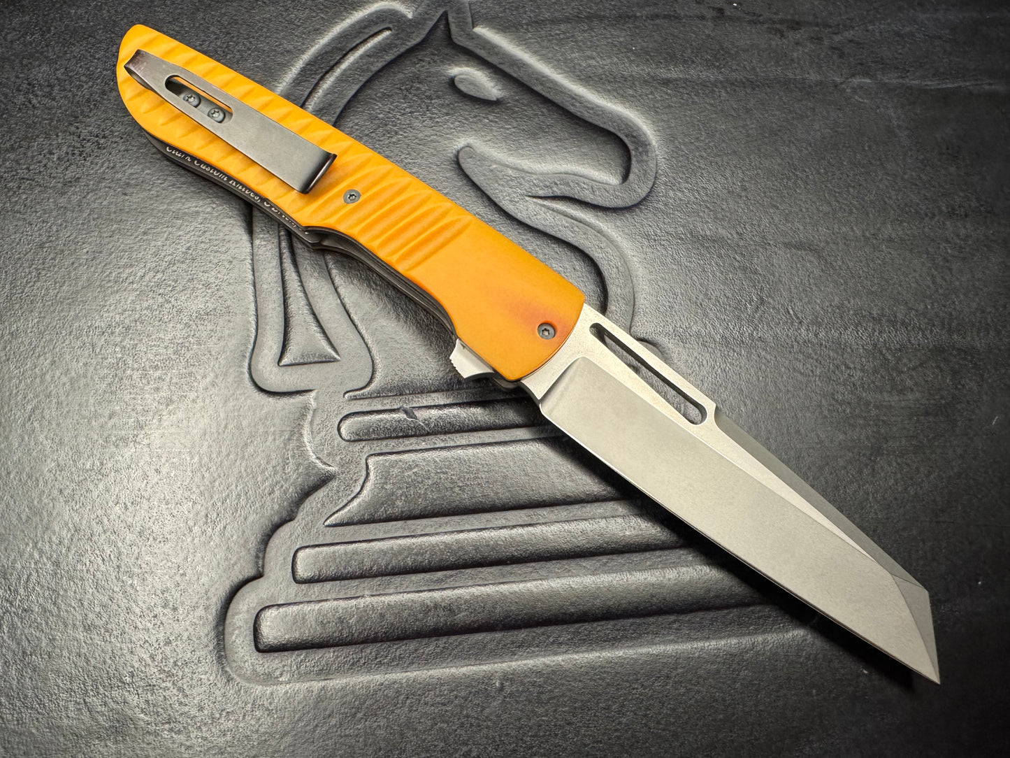 Clark Custom Model 48 S60V Blade with Natural Paper Micarta Handle