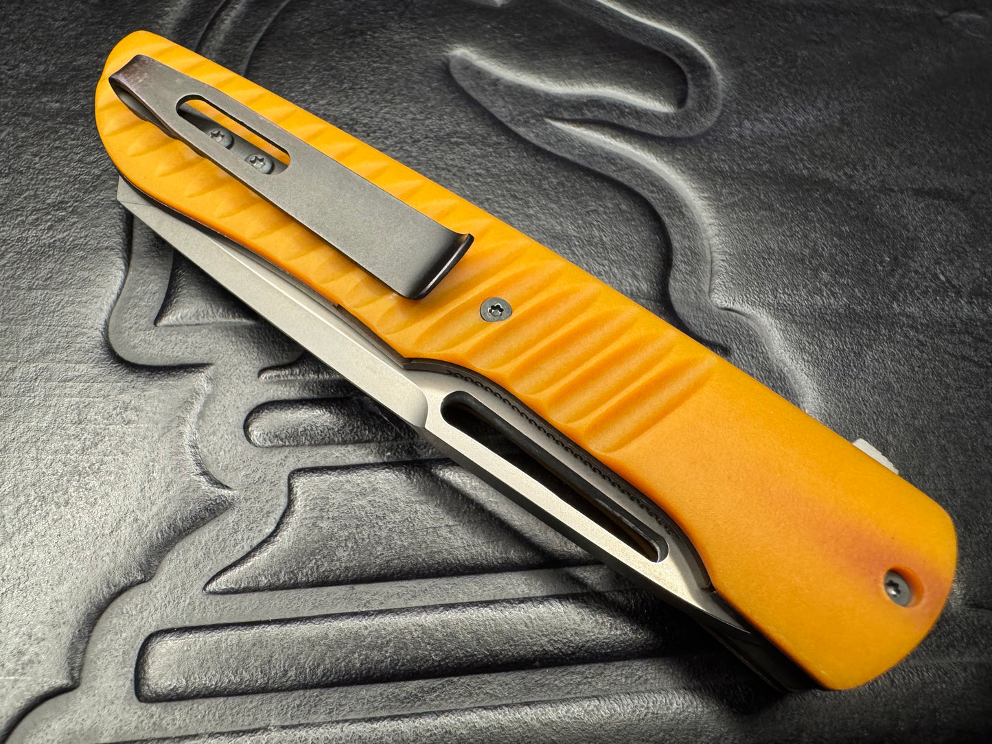 Clark Custom Model 48 S60V Blade with Natural Paper Micarta Handle