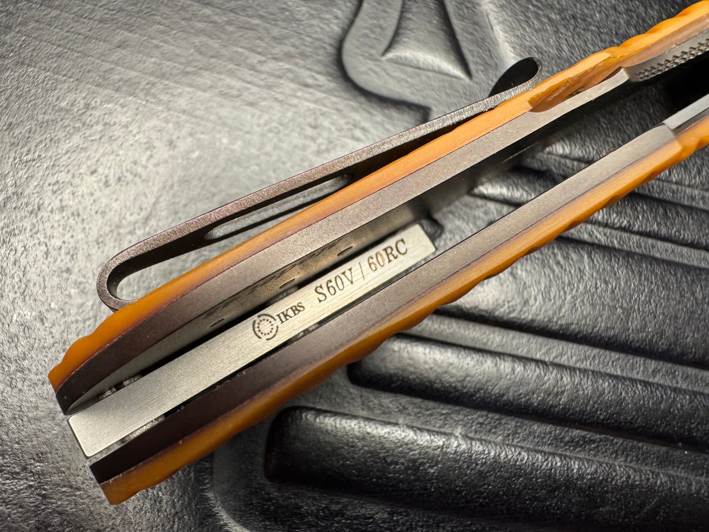 Clark Custom Model 48 S60V Blade with Natural Paper Micarta Handle