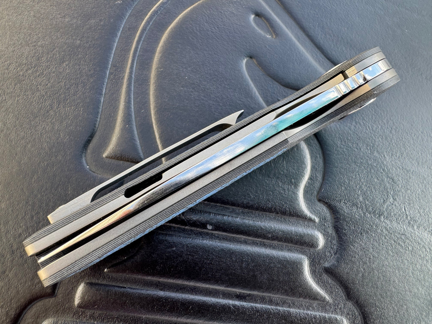 Johan Van Der Walt Model JB1 RWL 34 Blade with Black G10 and Blue Griptech Handle