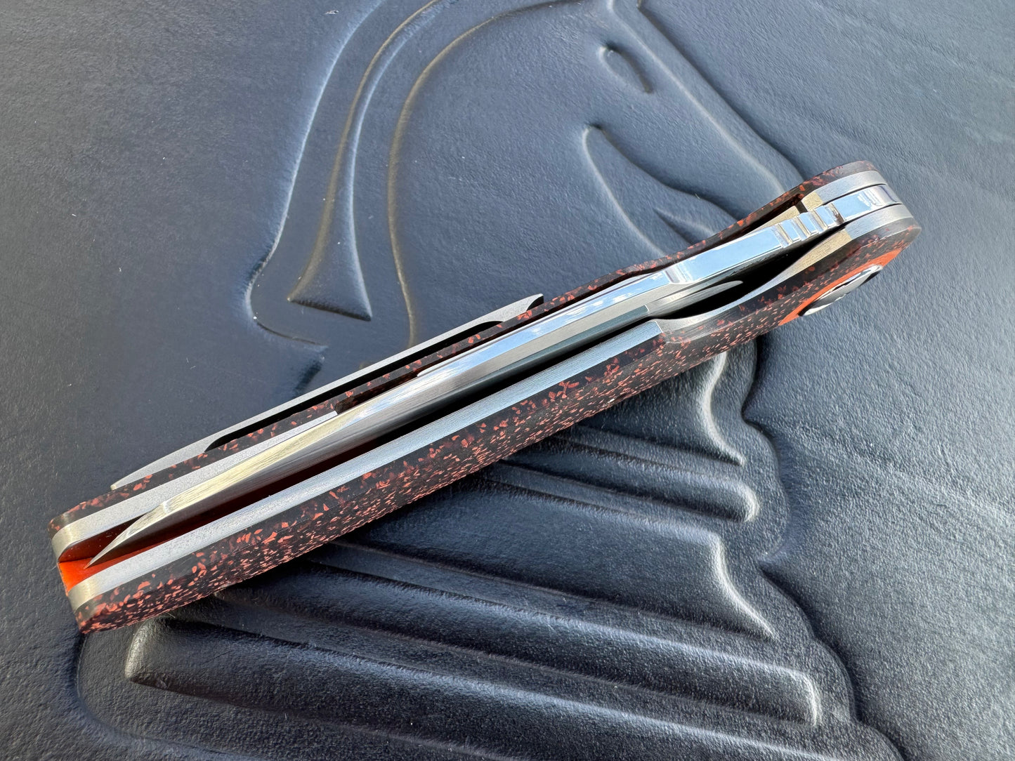 Johan Van Der Walt Model JB3 RWL 34 Blade with Orange Griptech Scales