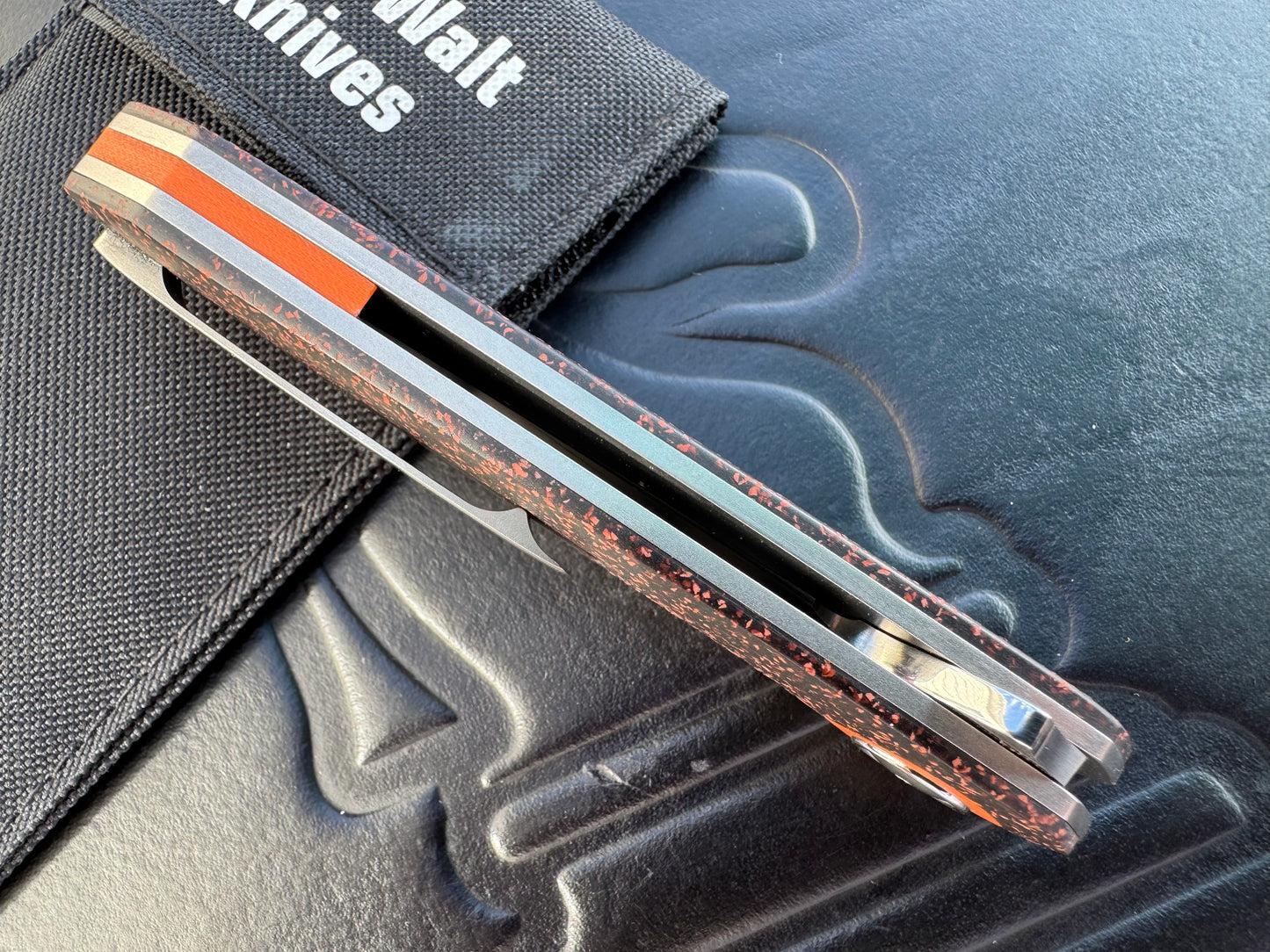 Johan Van Der Walt Model JB3 RWL 34 Blade with Orange Griptech Scales