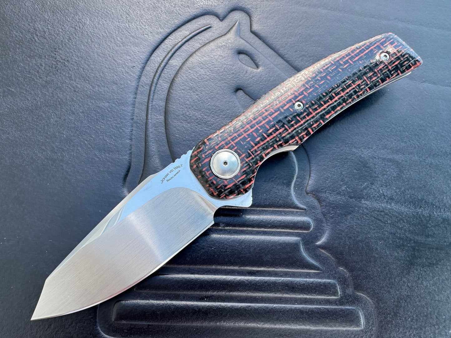 Johan Van Der Walt Model JB1 RWL 34 Blade with Burlap Micarta Handle