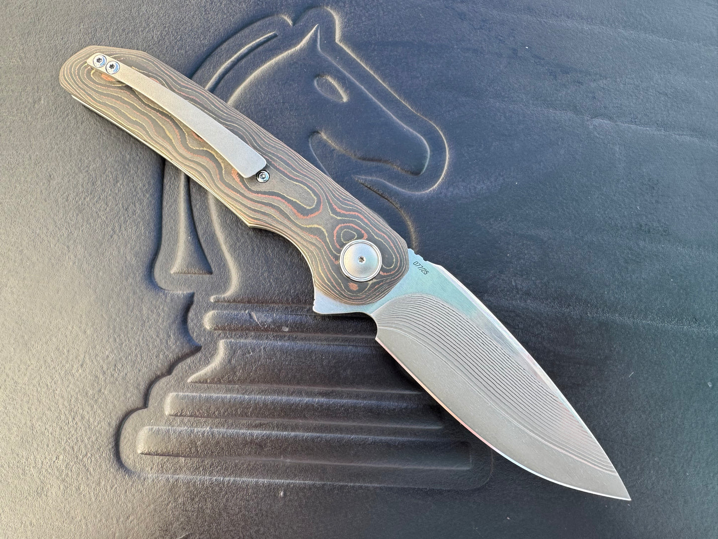 Johan Van Der Walt Custom Model JB3 Damascus with Mokume CamoCarbon Handles