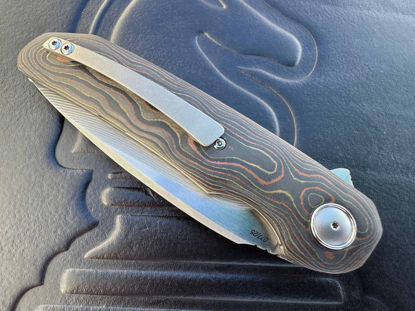 Johan Van Der Walt Custom Model JB3 Damascus with Mokume CamoCarbon Handles