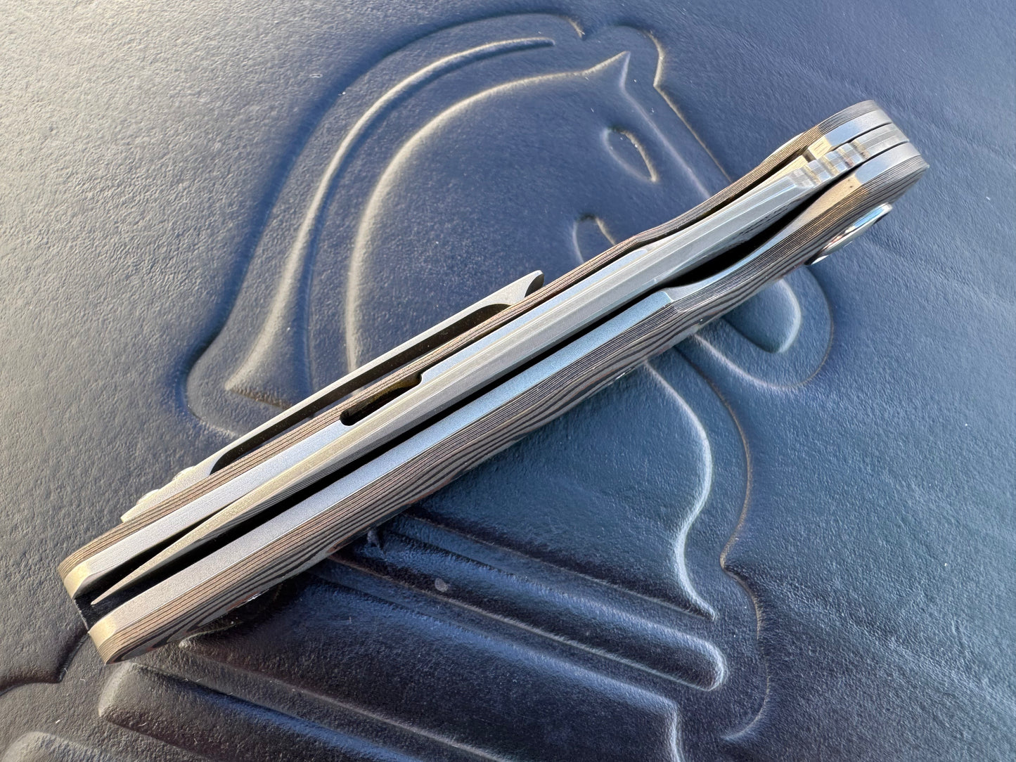 Johan Van Der Walt Custom Model JB3 Damascus with Mokume CamoCarbon Handles