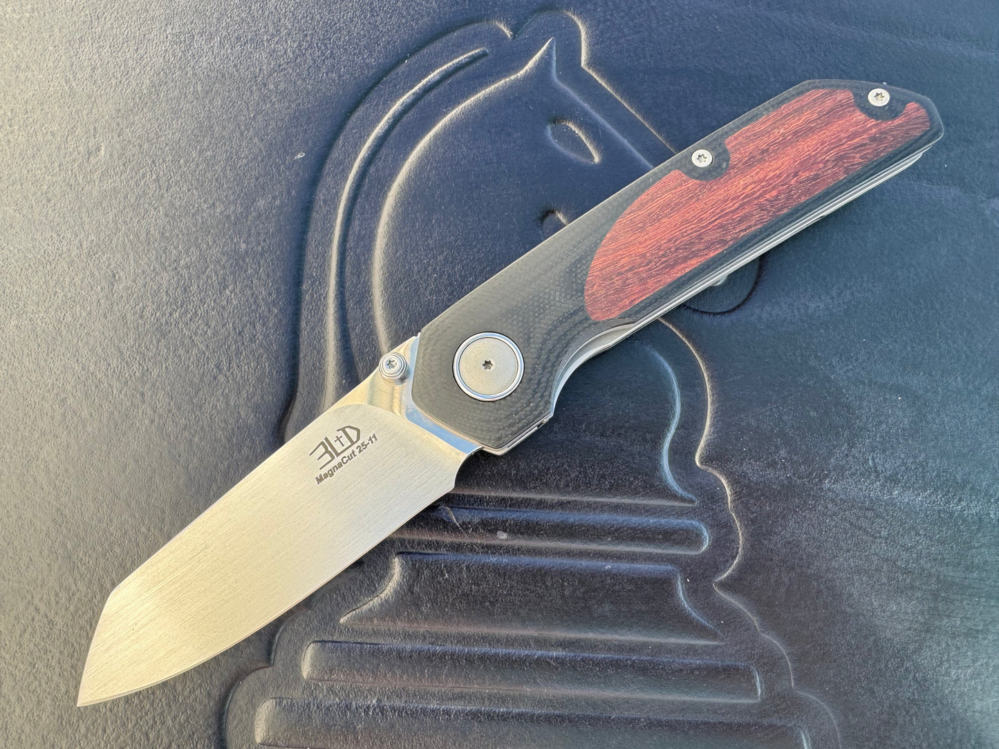 3LD Model L9 Midi Custom Folding Knife (Snake Bean Wood Inlay)