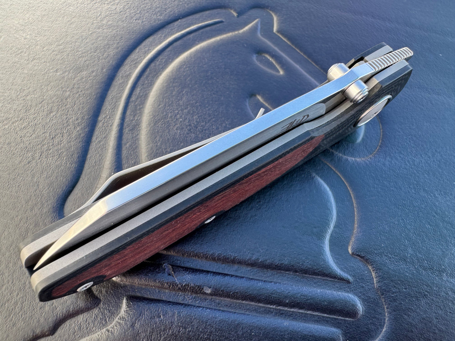 3LD Model L9 Midi Custom Folding Knife (Snake Bean Wood Inlay)