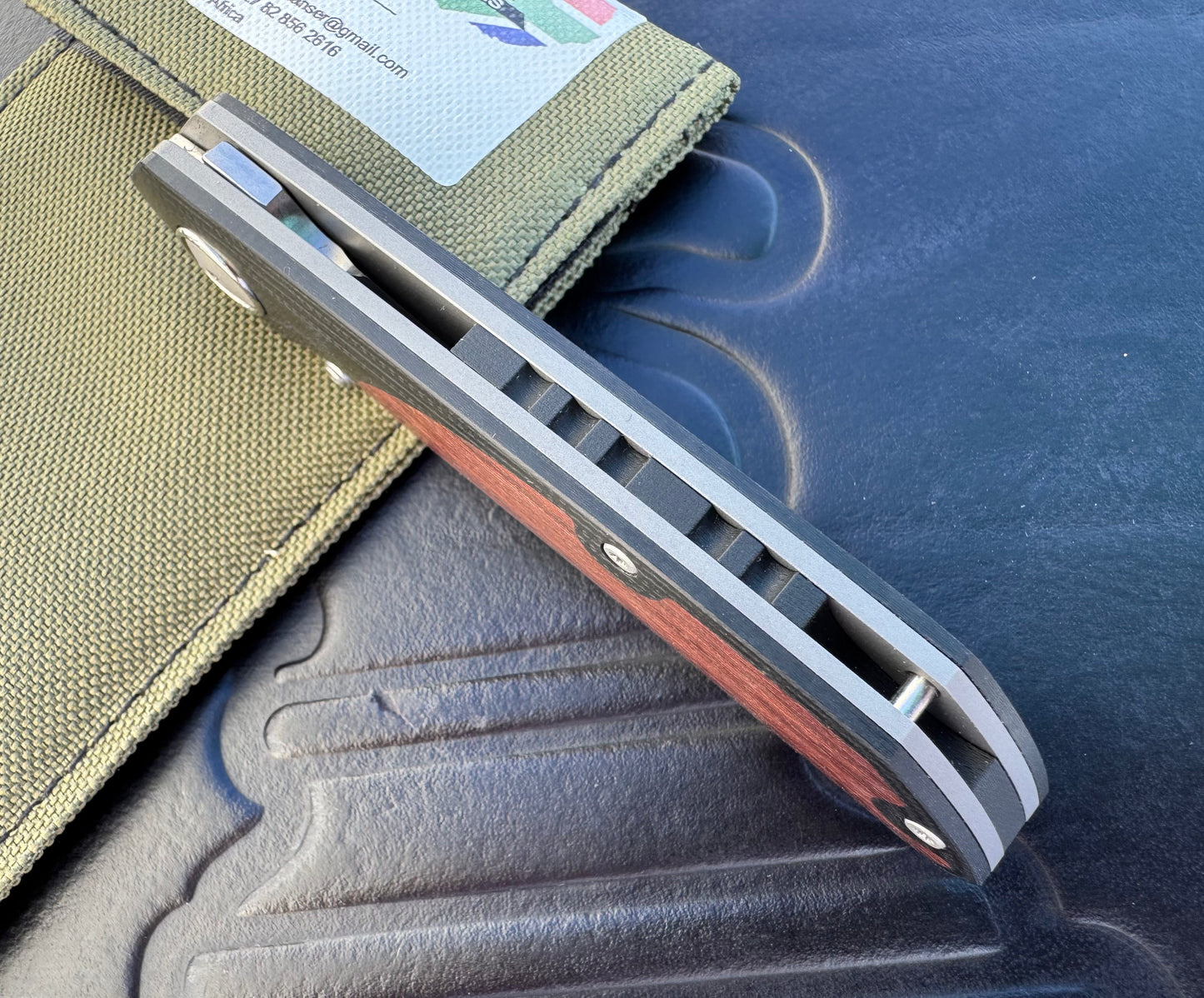 3LD Model L9 Midi Custom Folding Knife (Snake Bean Wood Inlay)