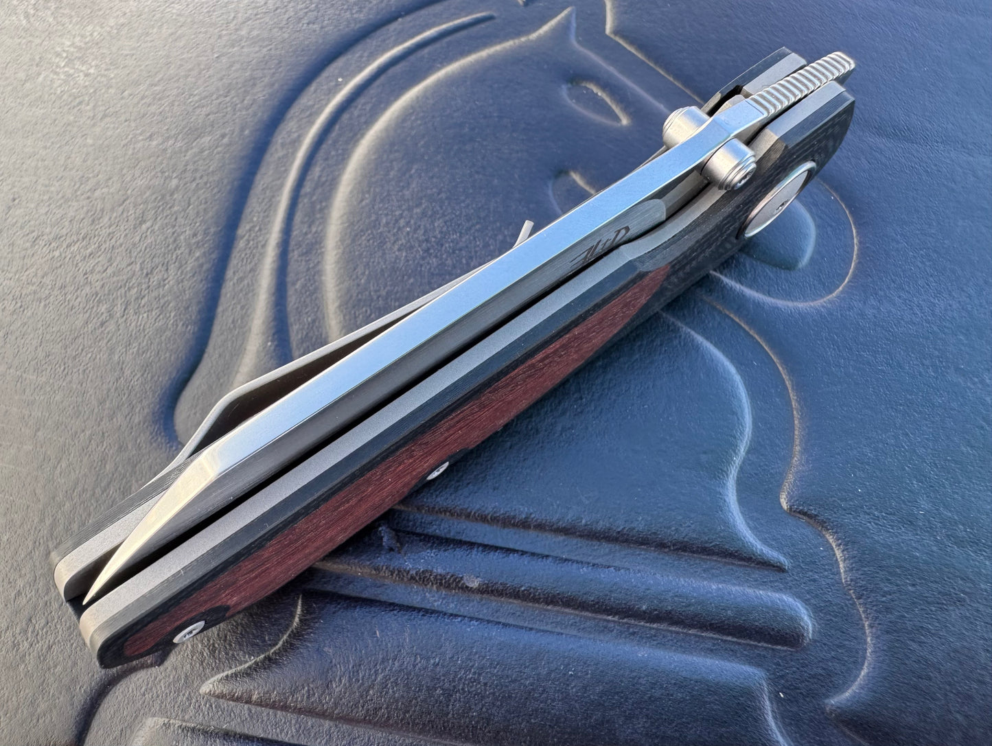 3LD Model L9 Midi Custom Folding Knife (Snake Bean Wood Inlay)