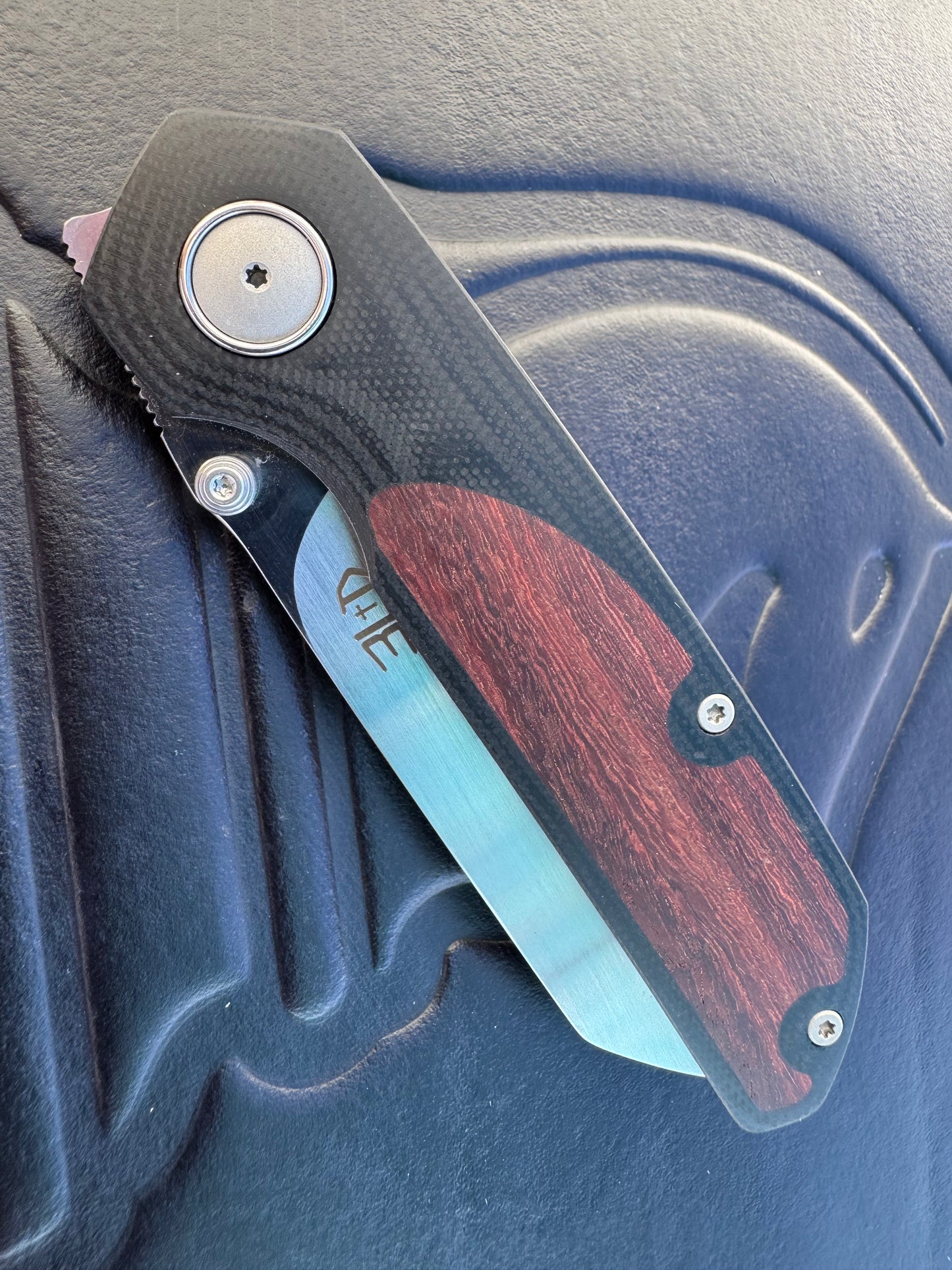 3LD Model L9 Midi Custom Folding Knife (Snake Bean Wood Inlay)