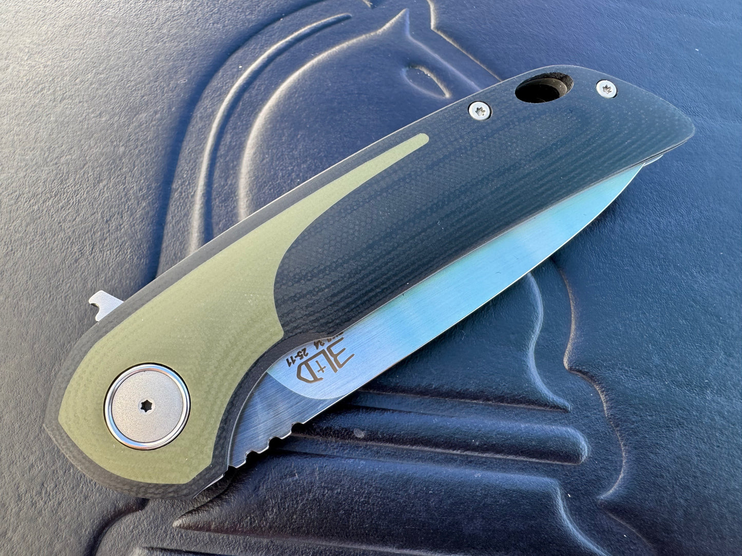 3LD Model W5 Standard RWL 34 Blade with Green G10 Inlay (Riaan Manser)