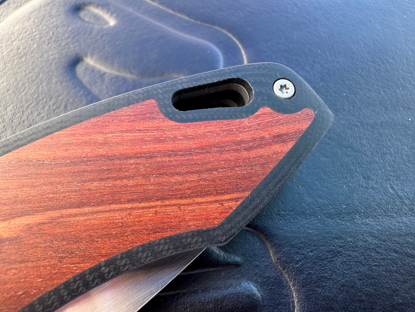 3LD Model H4 Standard Magnacut Custom Folding Knife with Snake Bean Wood Inlay (Riaan Manser)