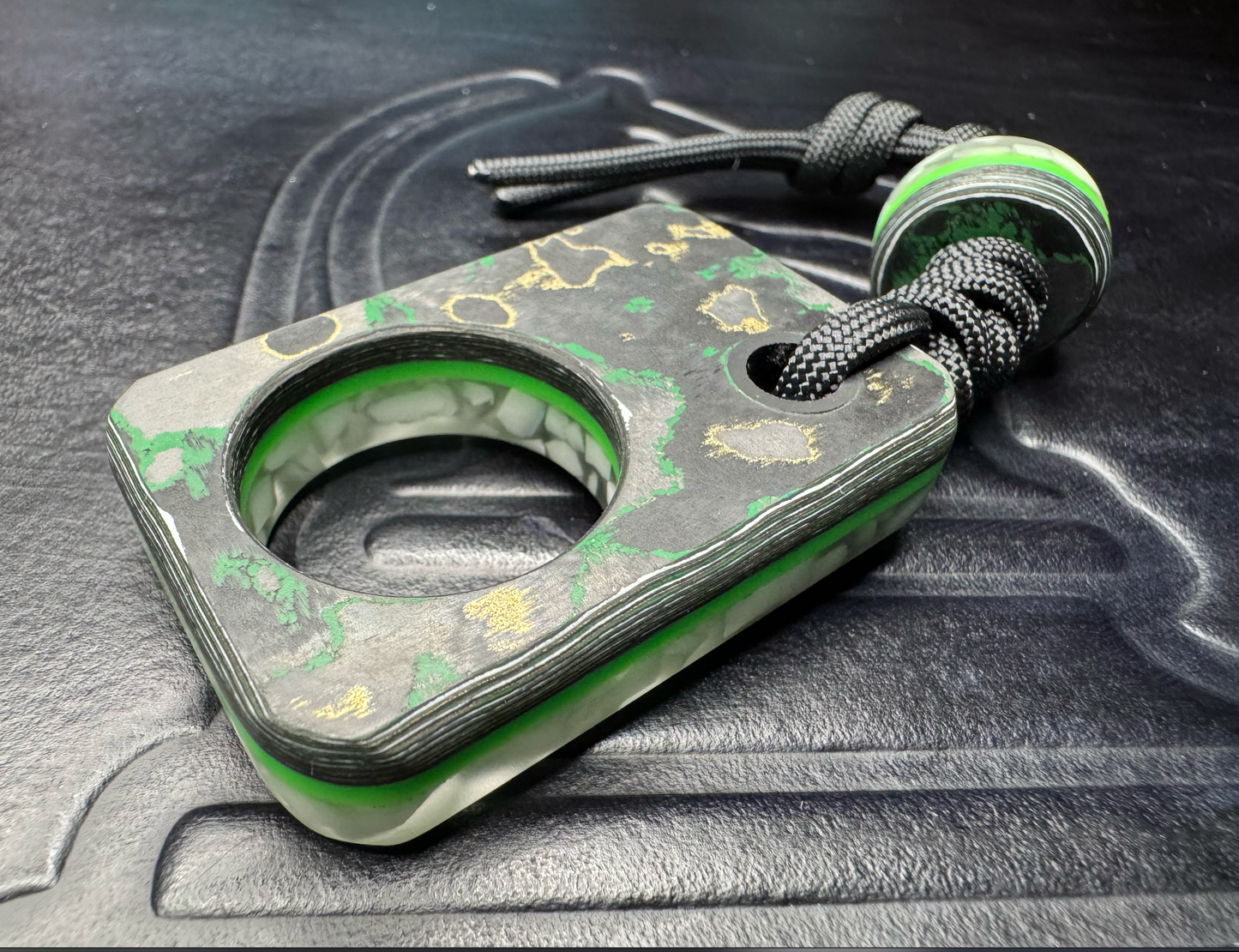 Man Cave EDC Scrooge McDuck Camo Carbon Pocket Art with White Glow Rocks and Matching Bead