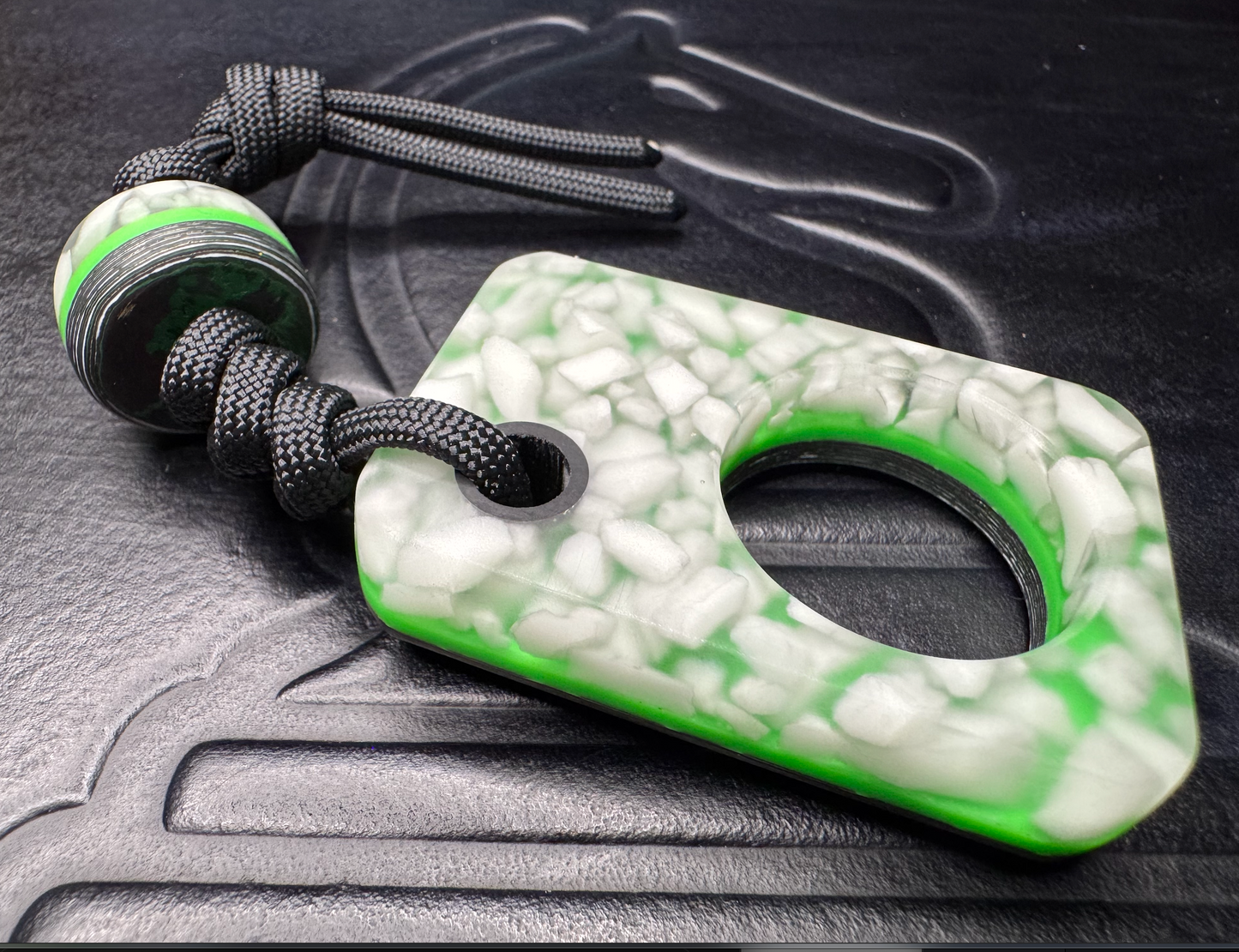 Man Cave EDC Scrooge McDuck Camo Carbon Pocket Art with White Glow Rocks and Matching Bead