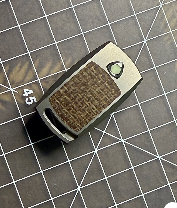 D Rocket Design IMP Scissor Folder Titanium Plus Brown Burlap Micarta