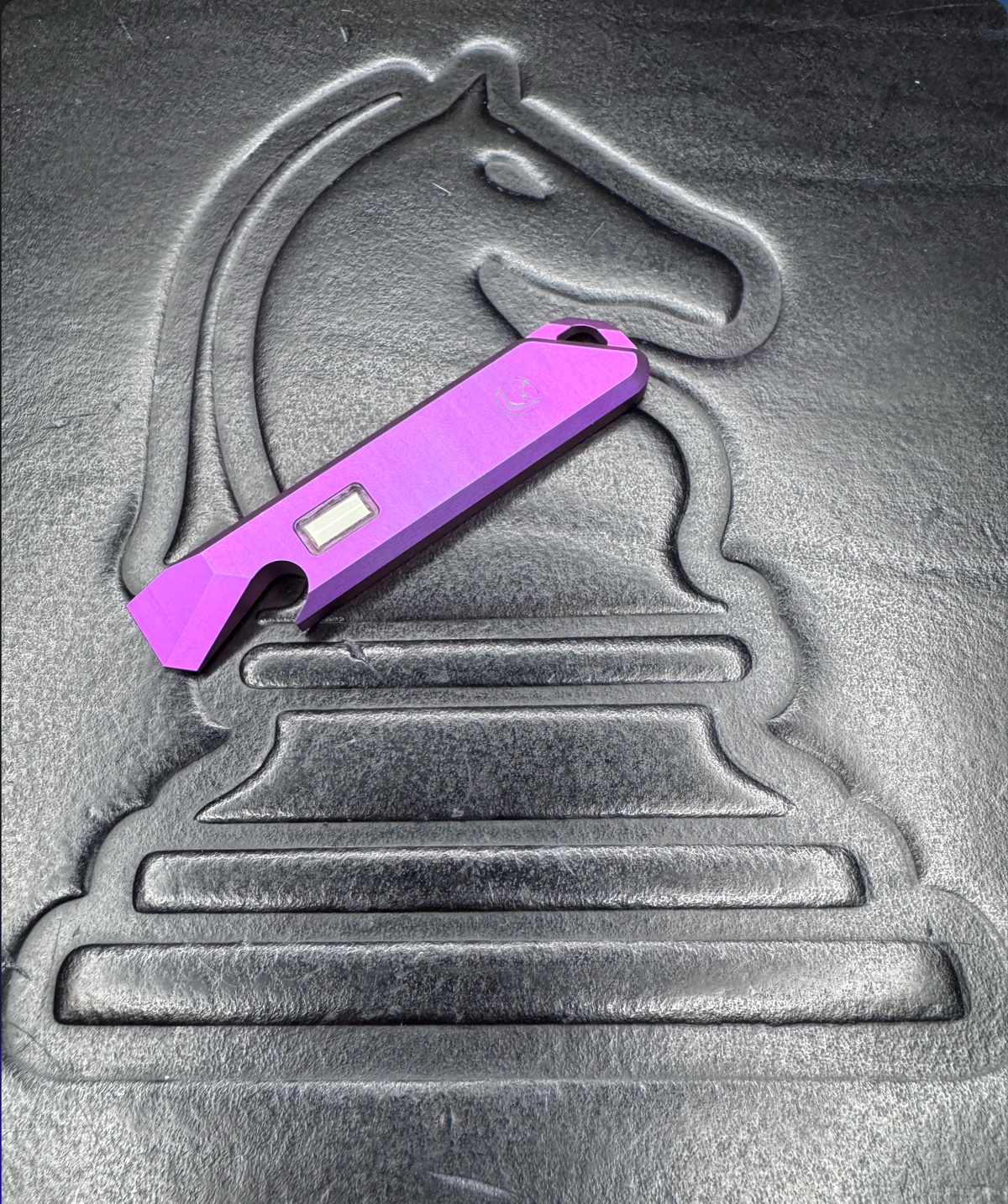 Glow Rhino Pink Anodized Titanium Pry Bar with Green Tritium