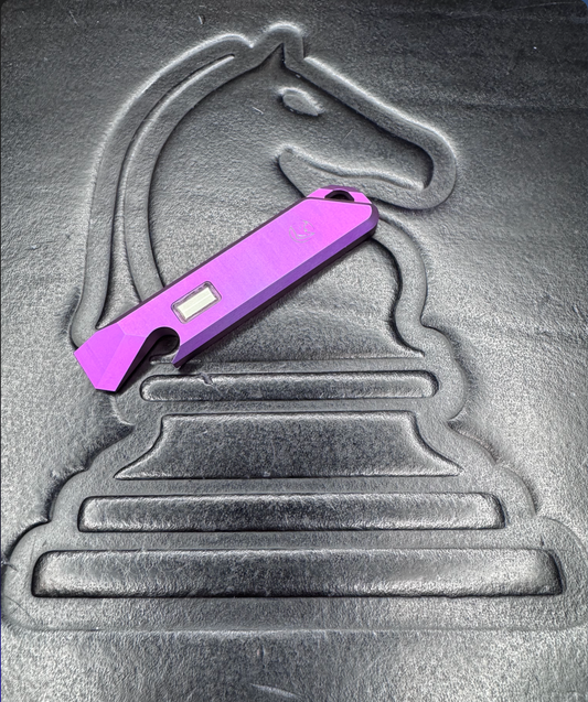 Glow Rhino Pink Anodized Titanium Pry Bar with Green Tritium